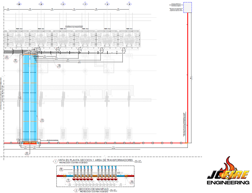 Vista en Planta de la Sección 1 del Área de Transformadores