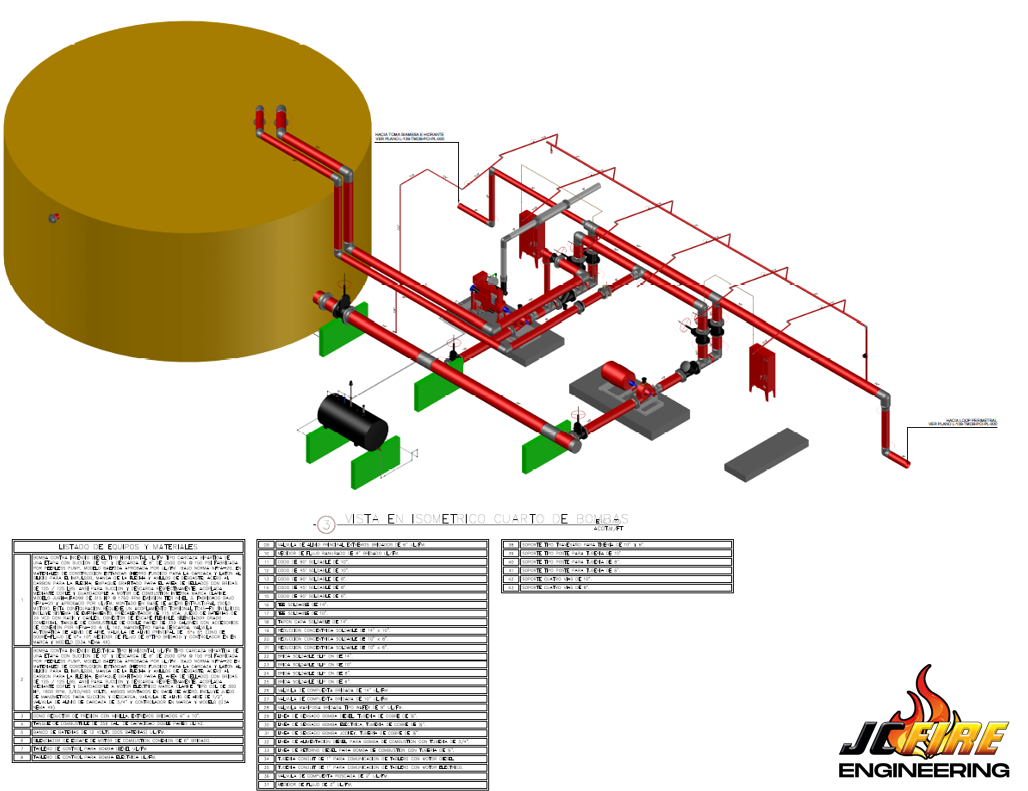 Vista en Planta Isométrica del Cuarto de Bombas
