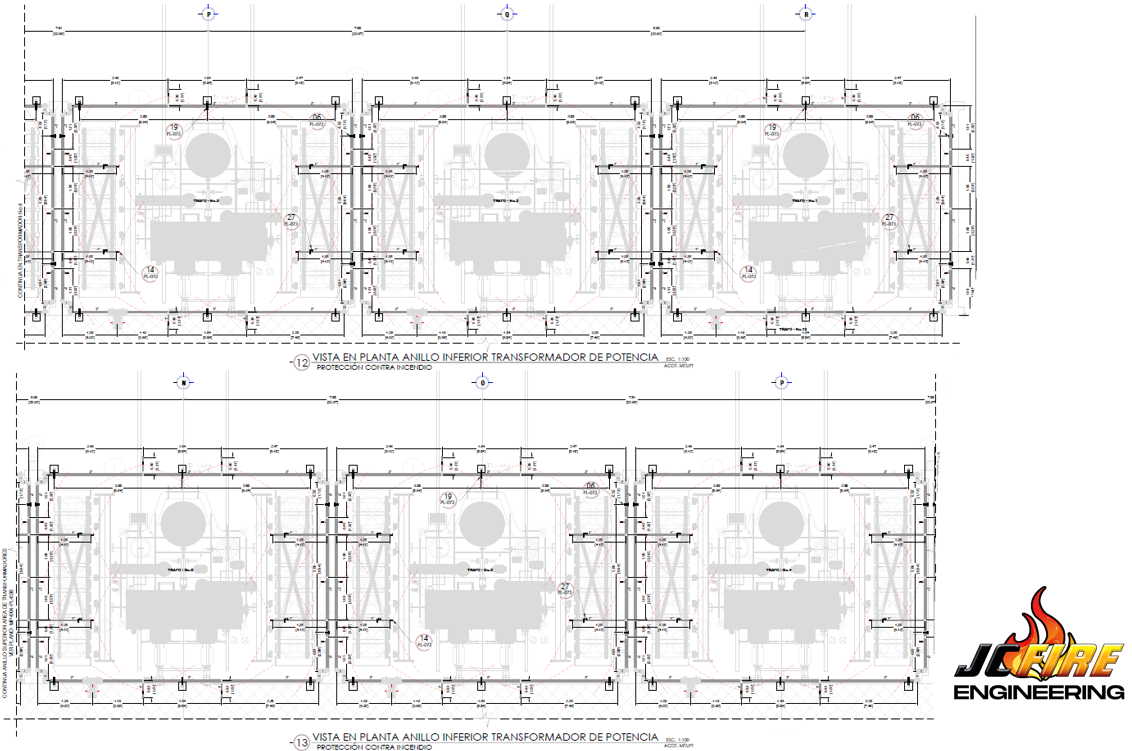 Vista en Planta del Anillo Inferior del Transformador de Potencia